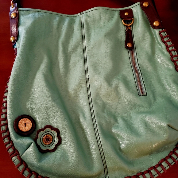 Chala Teal Owl Hobo Handbag - Picture 3 of 8